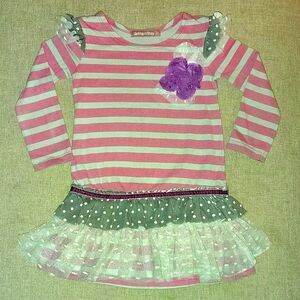 Jelly the Pug 4t Long Sleeve Tunic w/ Ruffles and Lace